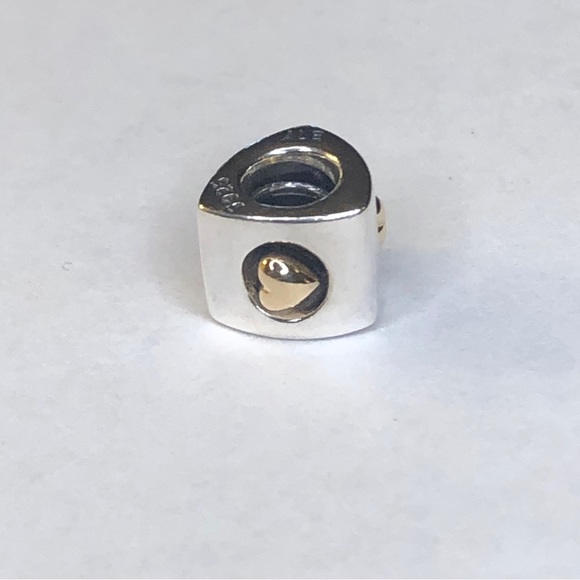 Retired Pandora 14k Heart of Gold Triangle Charm 925 Ale - Picture 4 of 7